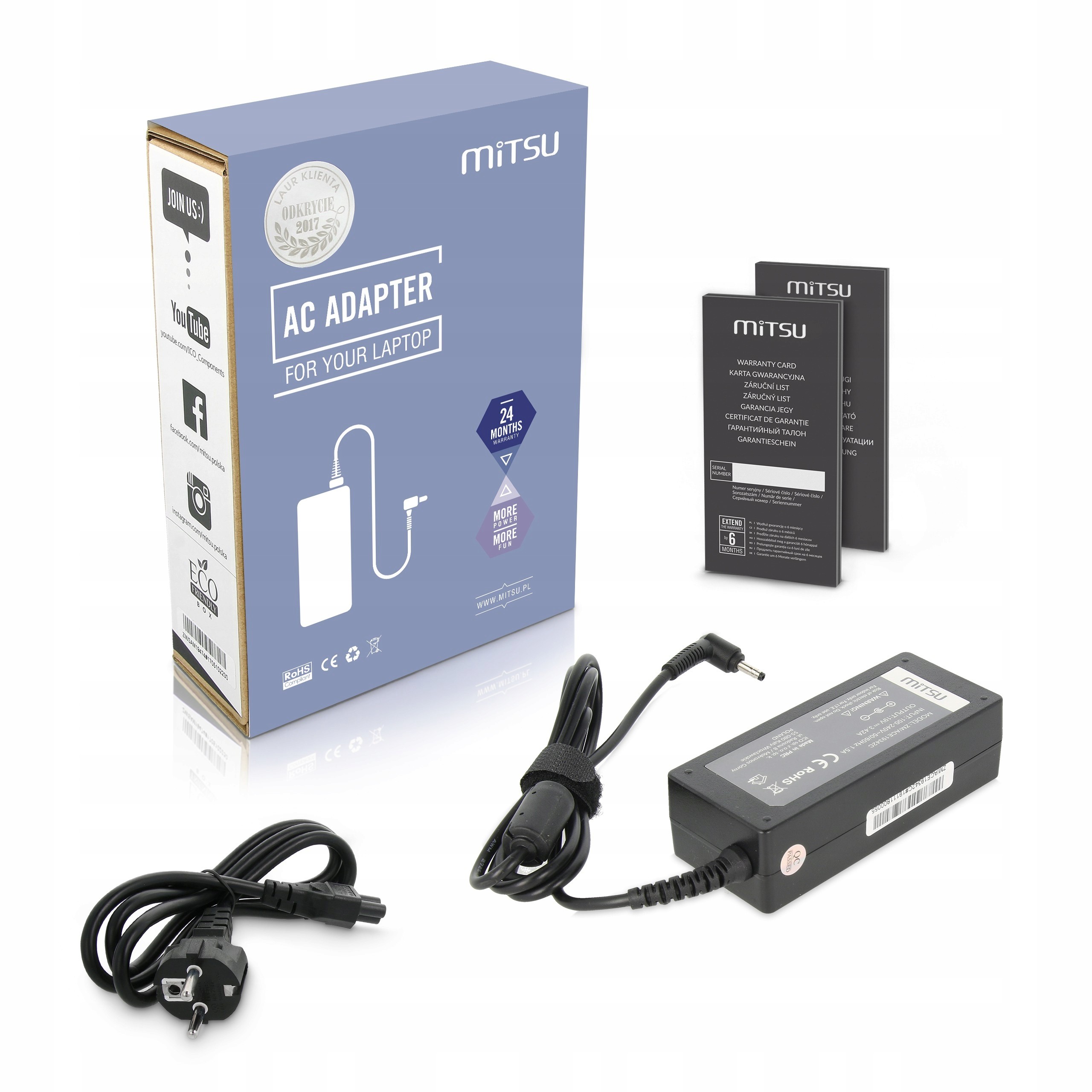 Napájací zdroj Mitsu 19V 3,42A (3,0x1,1) 65W pre Acer